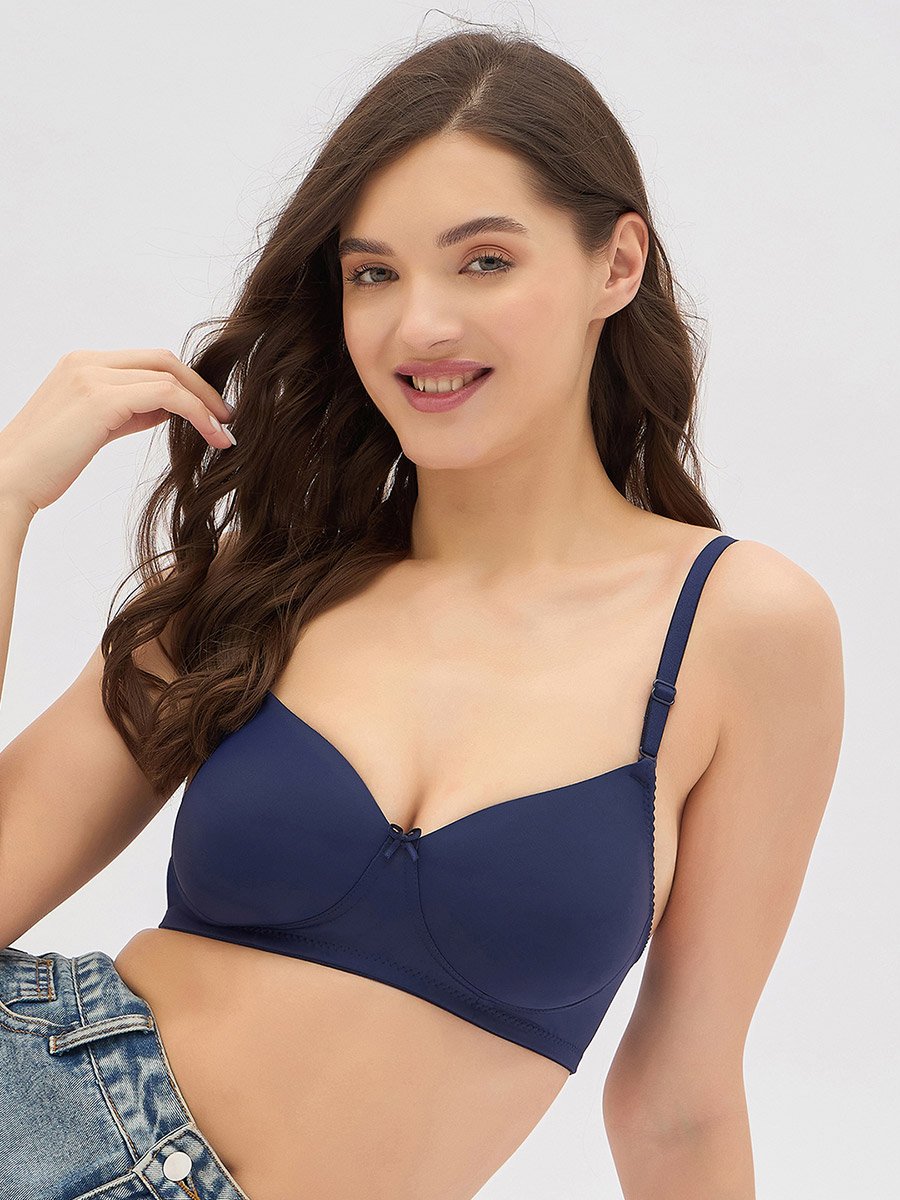 Navy Padded Non-Wired Full Coverage Multiway T-Shirt Bra