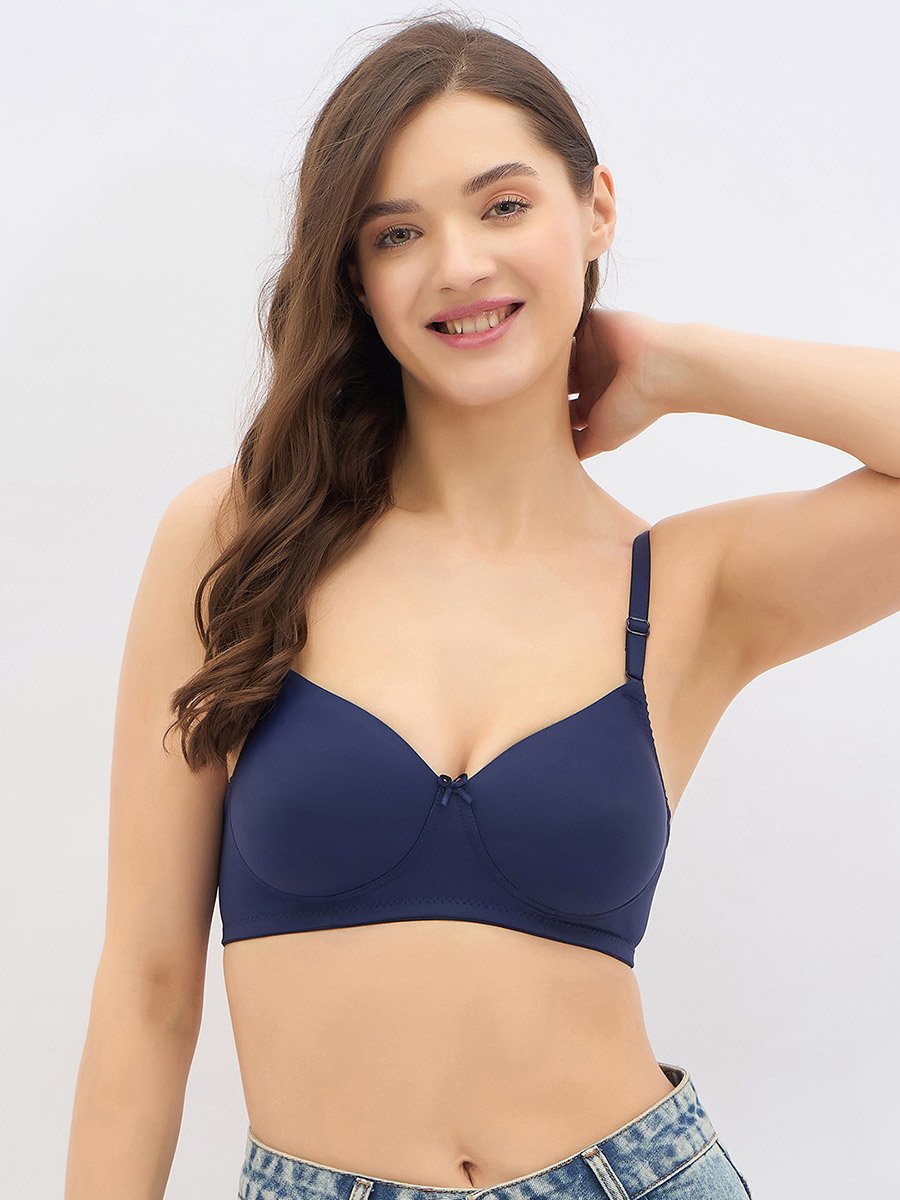 Navy Padded Non-Wired Full Coverage Multiway T-Shirt Bra