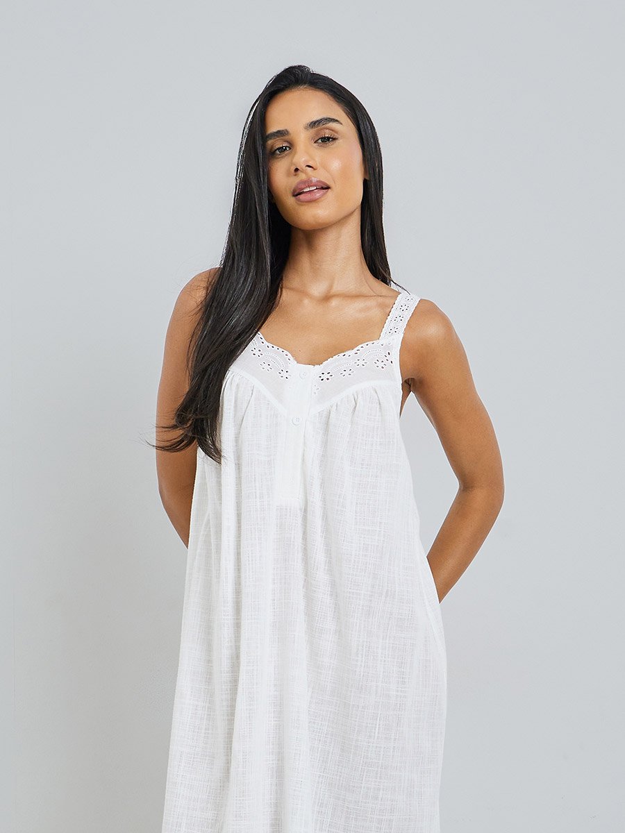 Schiffli Trim Placket Nightdress