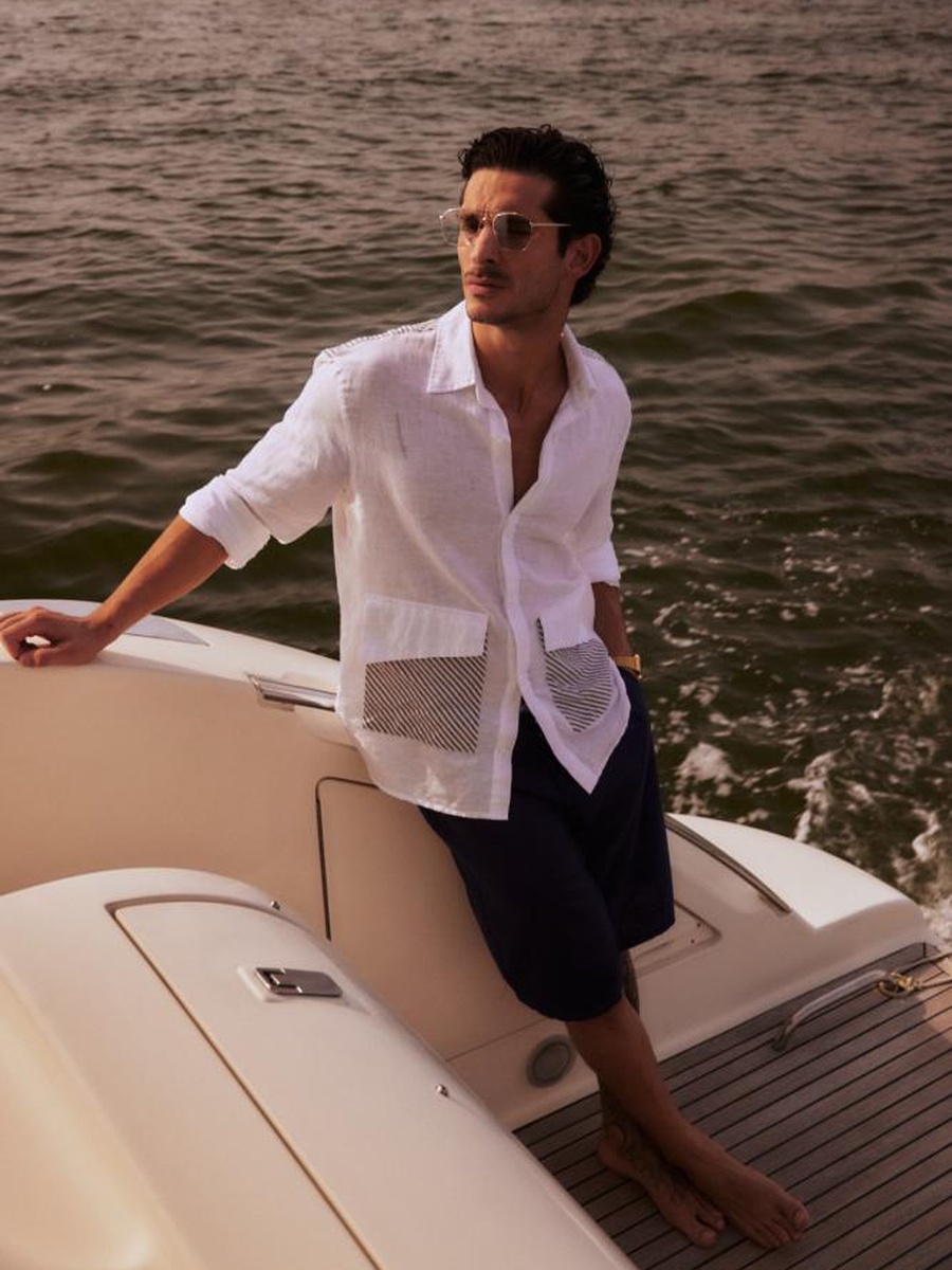 Men Linen Casual Shirt with Pockets