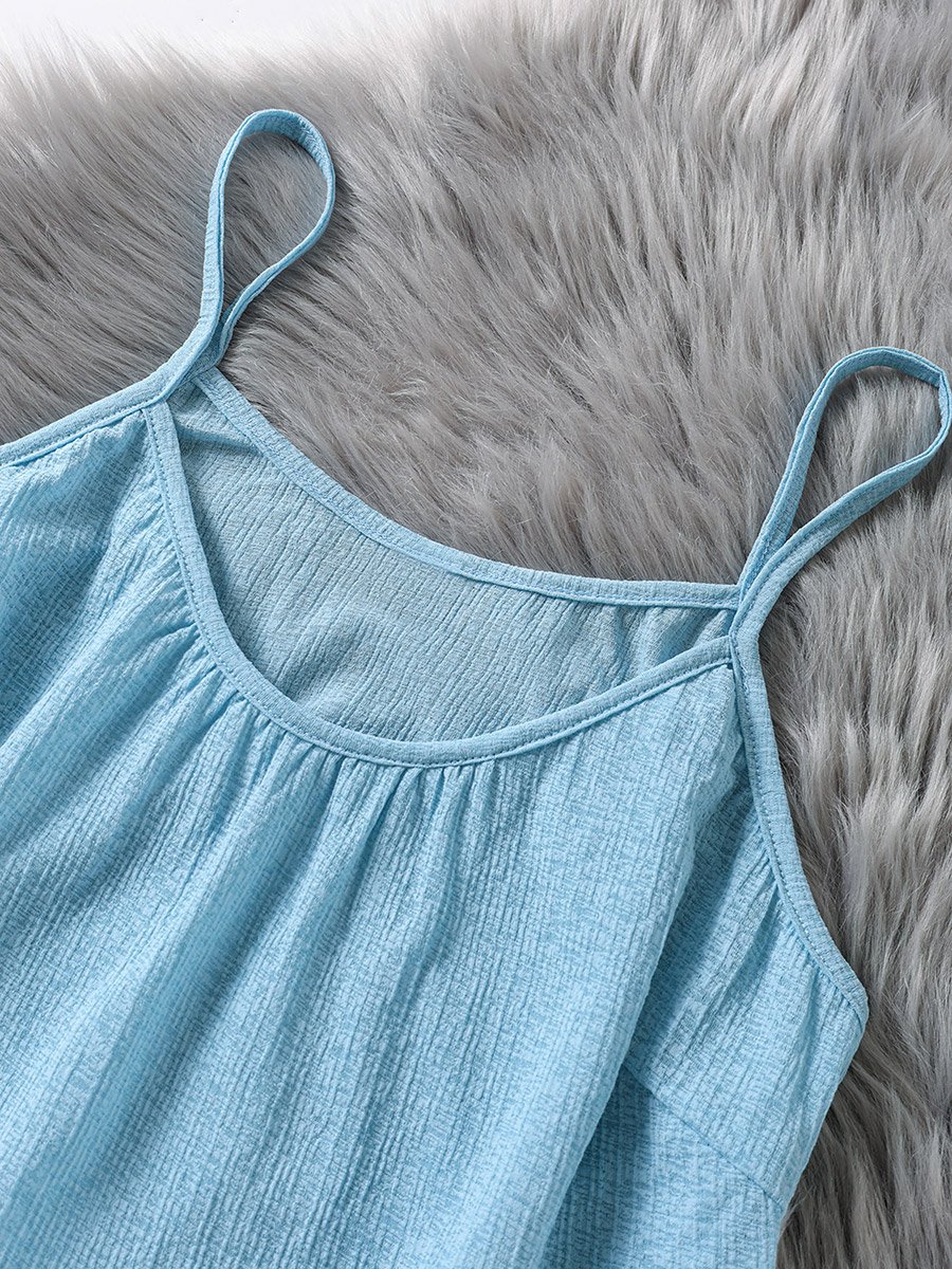 Light Blue Lace Trim Cami and Shorts Set