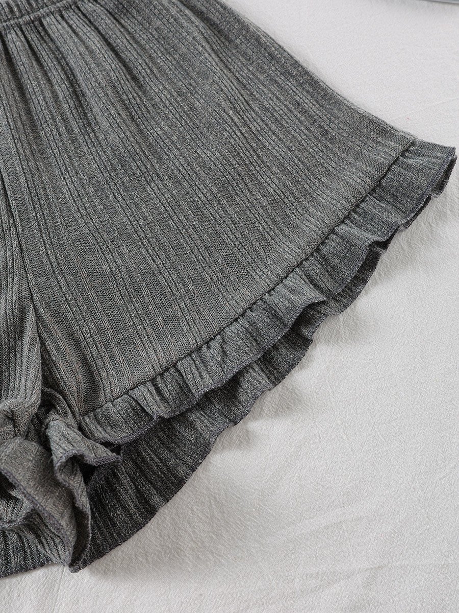Charcoal Textured Ruffle Cami and Shorts Set