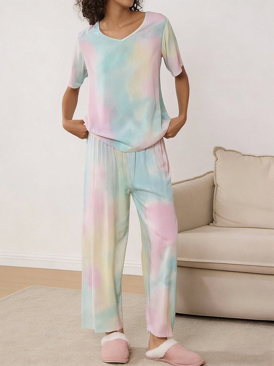 Multi Tie-Dye Print T-Shirt and Pyjama Set