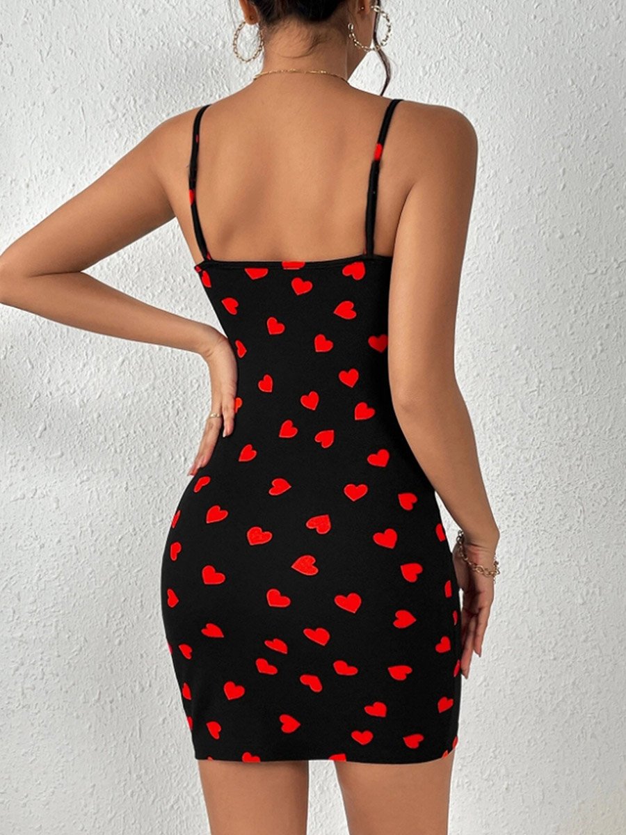 Heart Print Cami Slip Dress