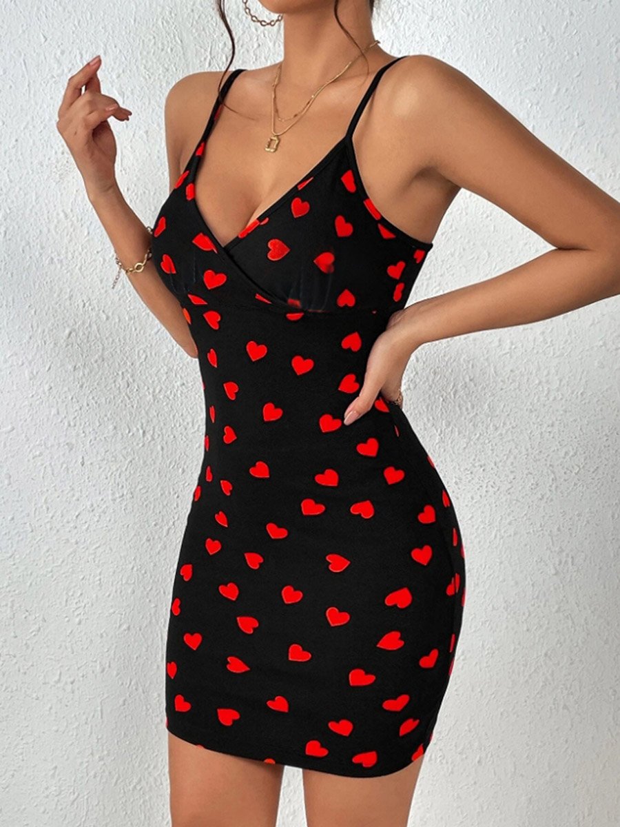 Heart Print Cami Slip Dress