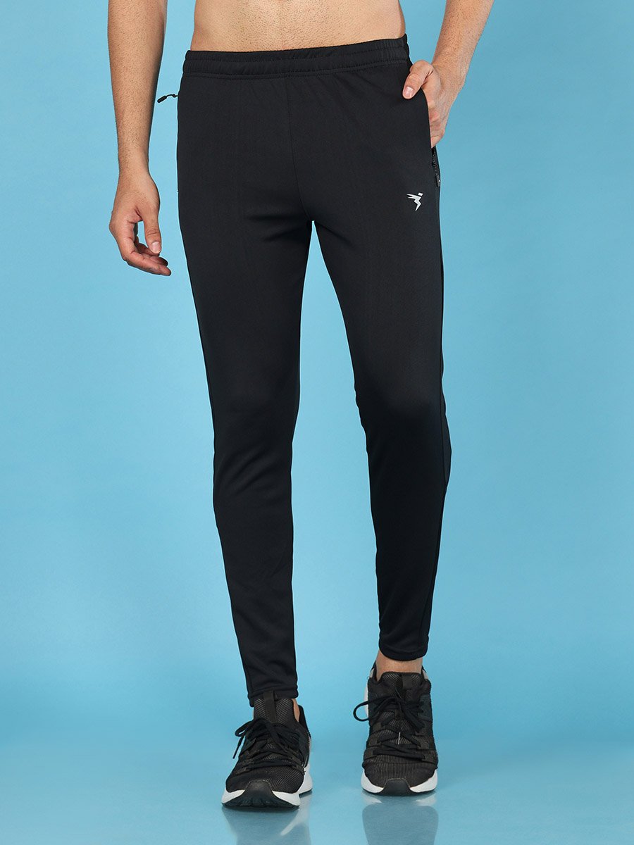 Men Solid Slim Fit Sports Track Pants with TECHNO DRY