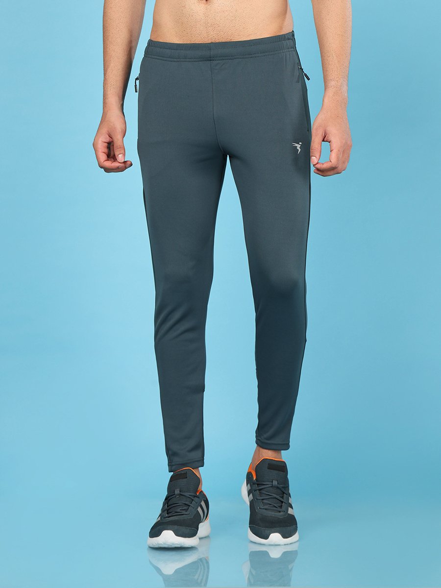 Men Solid Slim Fit Sports Track Pants with TECHNO DRY