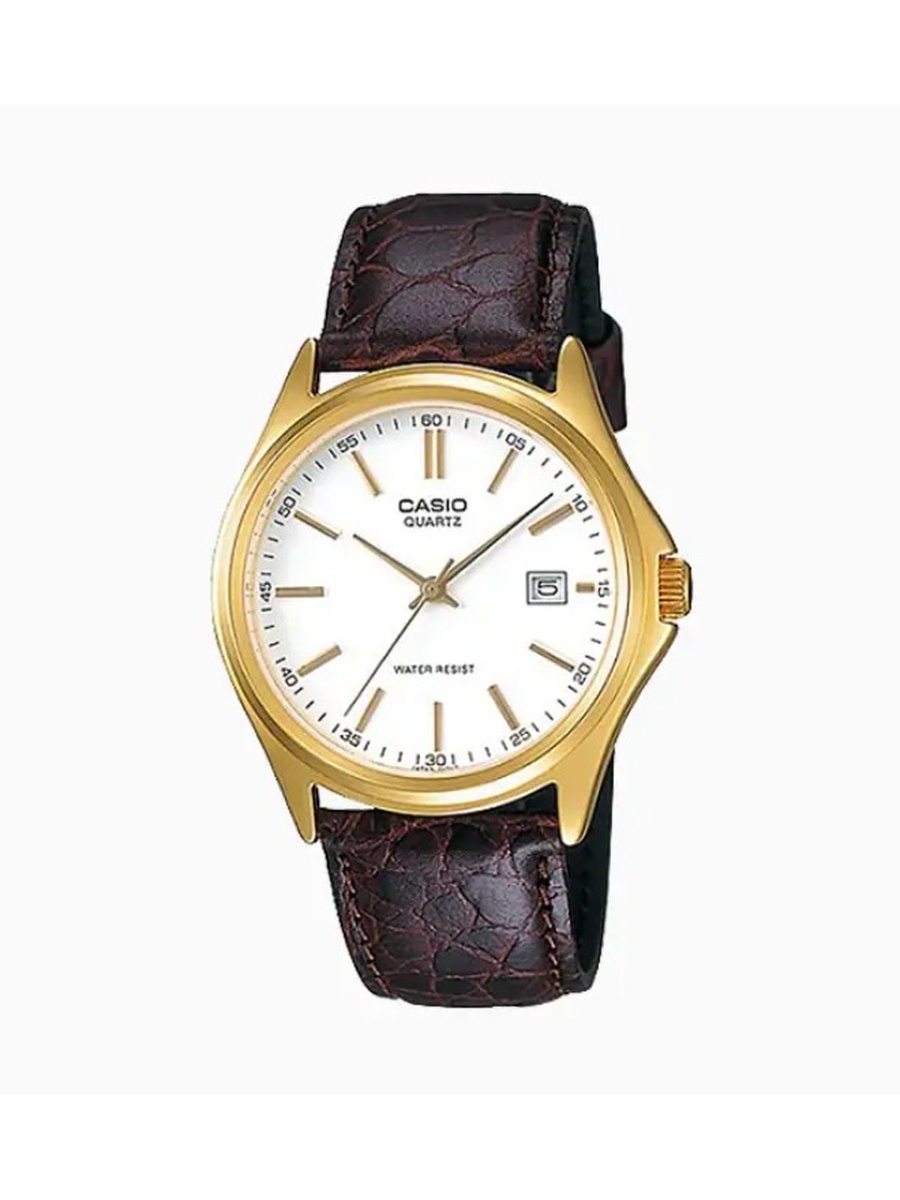 Quartz Analog Watch with Stainless Steel Strap - MTP-1183Q-7ADF, Brown