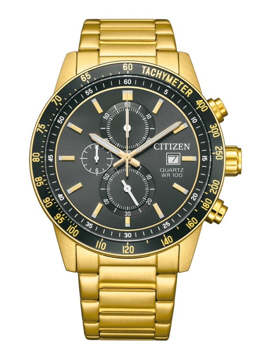 Chronograph Quartz Movement Analog Watch with Stainless Steel Strap - AN3682-54E, Black