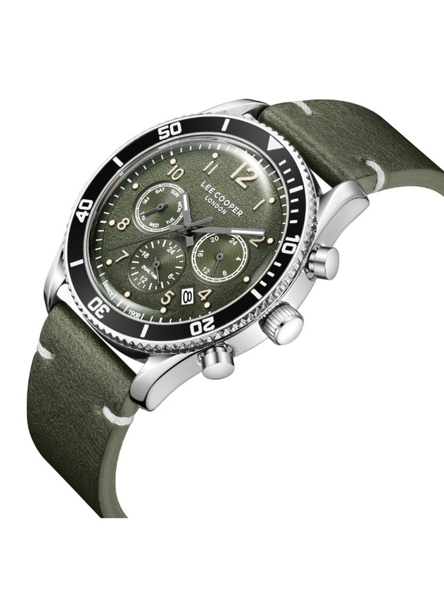 JP25 Multi Function Watch with Leather Strap - LC08260.675, Dark Green