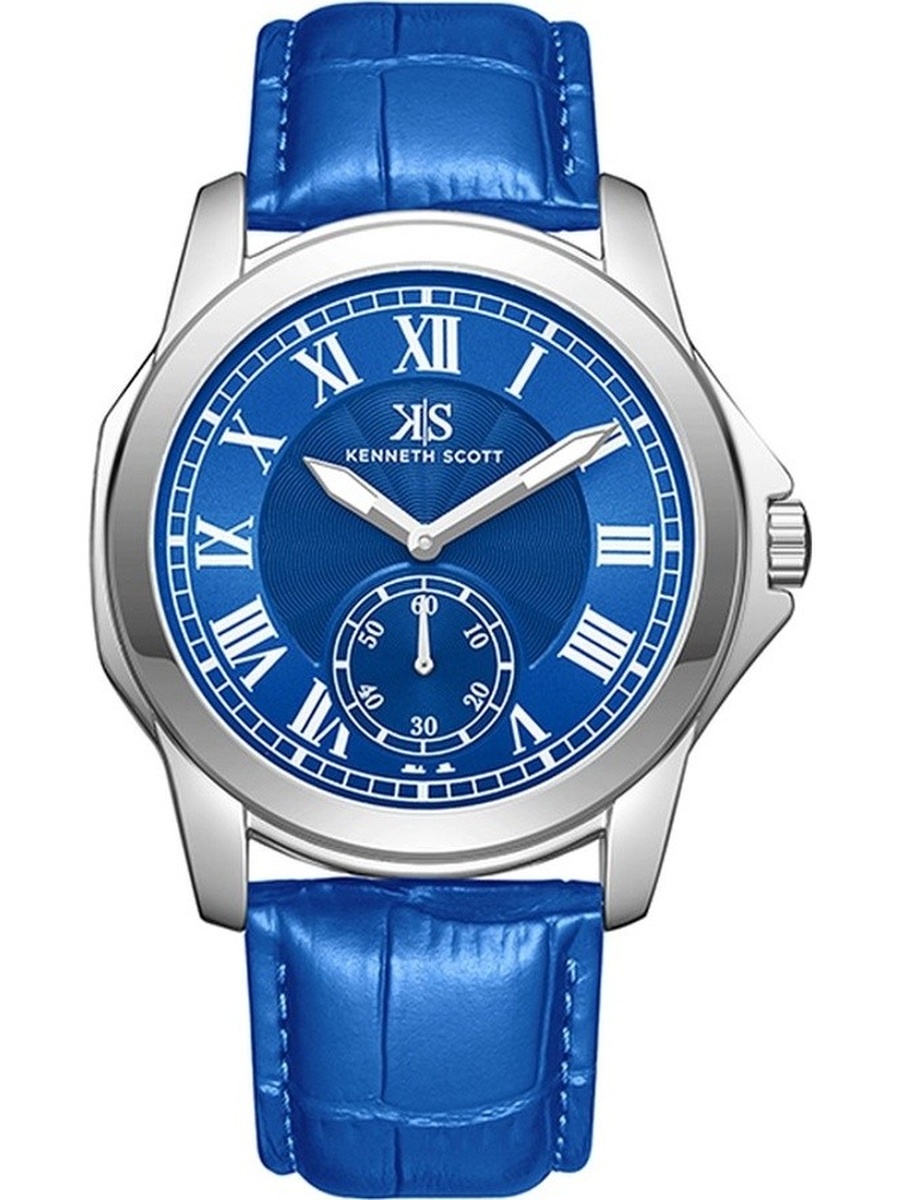 VD78 Analog Watch with Leather Strap - K24018-SLNN, Blue