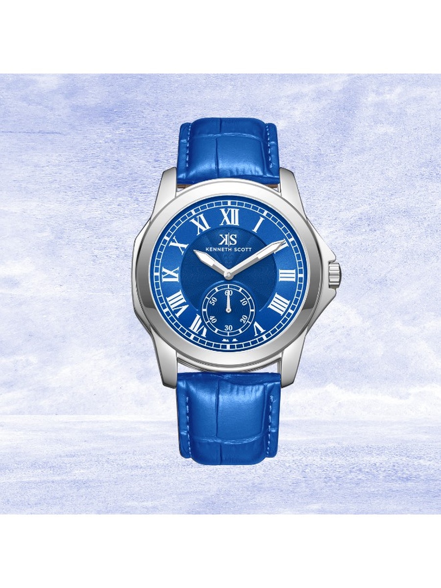 VD78 Analog Watch with Leather Strap - K24018-SLNN, Blue