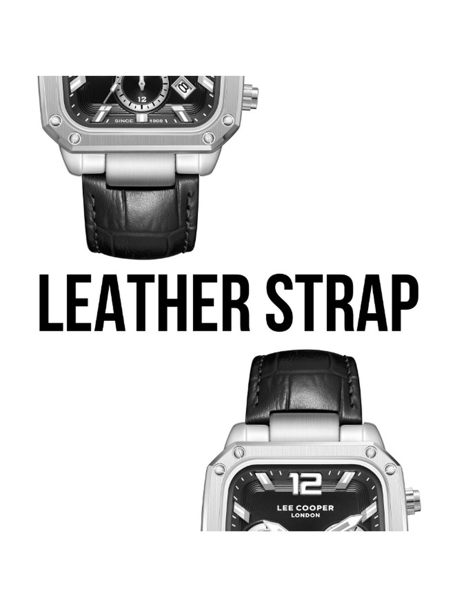 JP25 Multi Function Watch with Leather Strap - LC08184.351, Black For ...