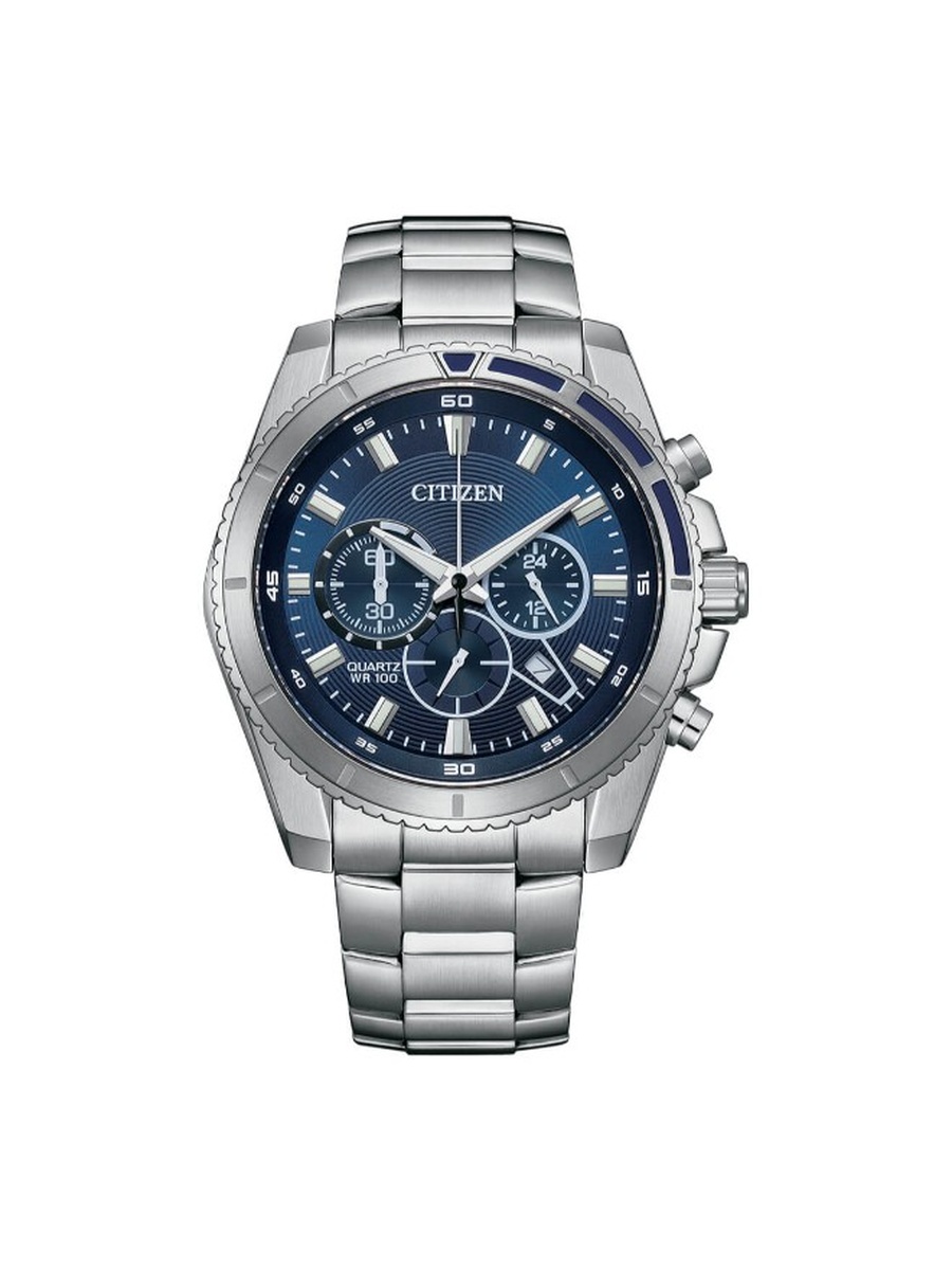 Chronograph Quartz Movement Analog Watch with Stainless Steel Strap - AN8201-57L, Silver