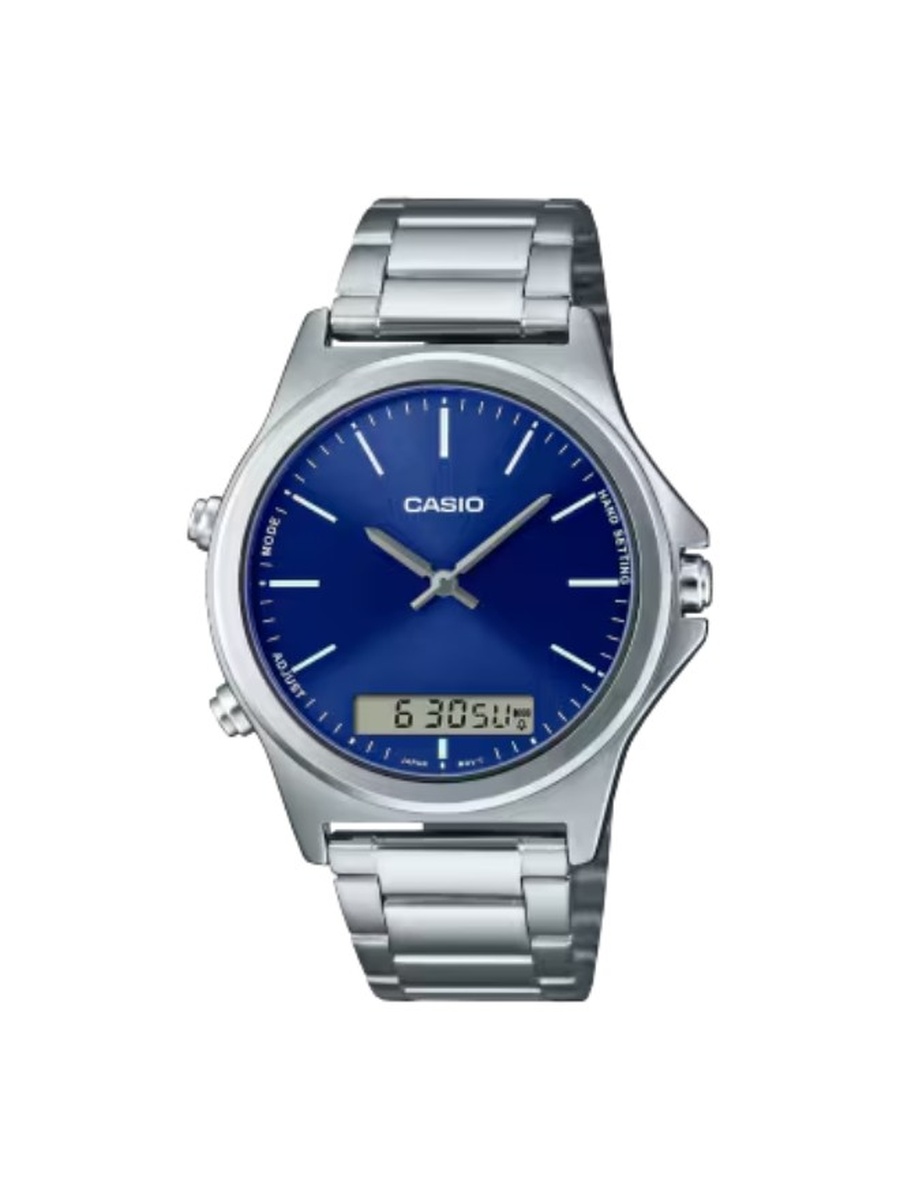 Analog-Digital Display Quartz Movement Watch with Stainless Steel Strap - MTP-VC01D-2EUDF, Silver