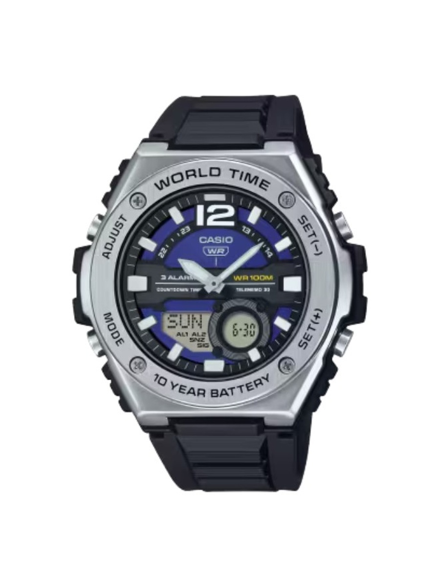 Analog-Digital Display Quartz Movement Watch with Resin Strap - MWQ-100-2AVDF, Black
