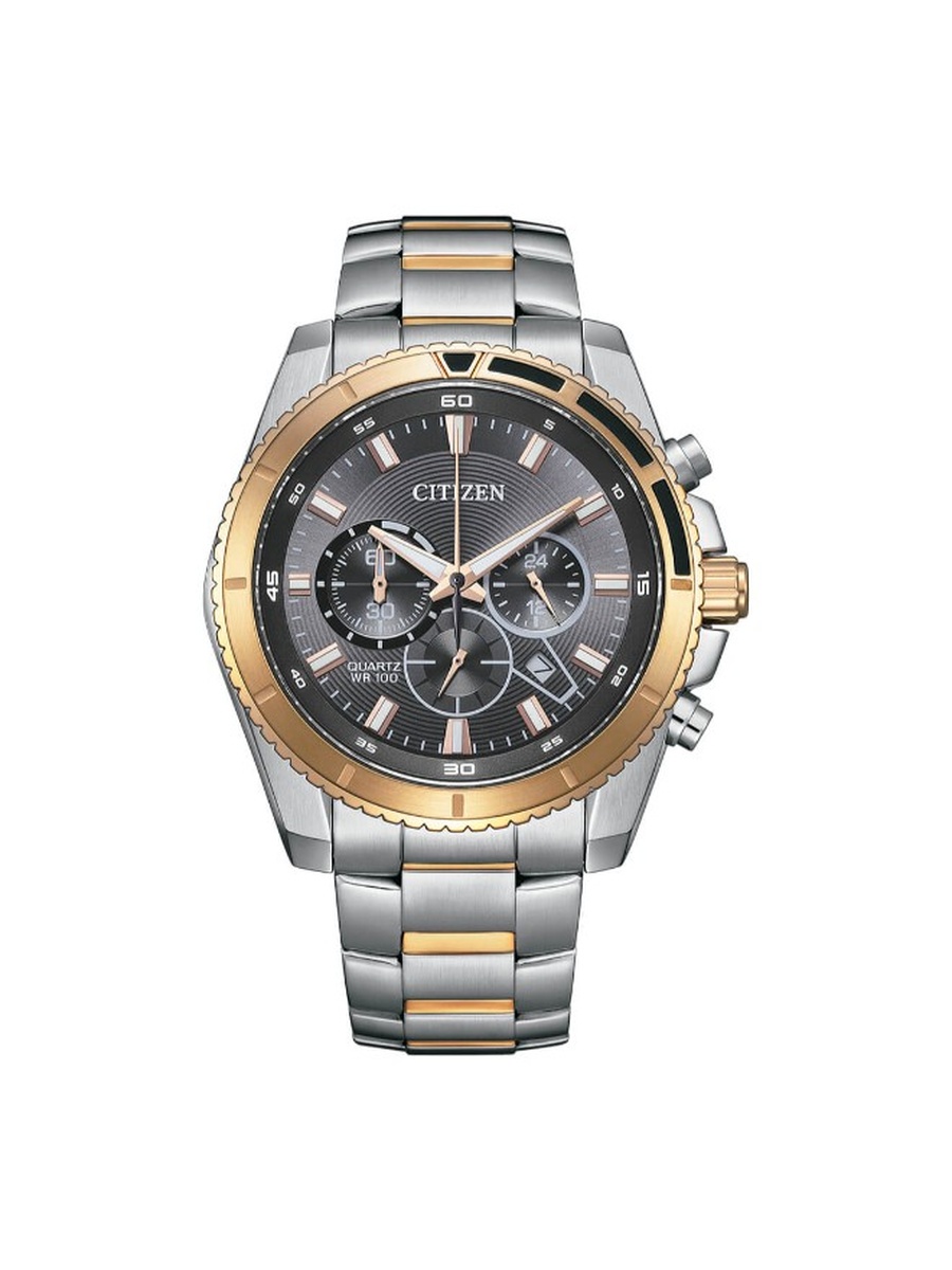 Quartz Movement Analog Watch with Two-Tone Rose Gold Plating Strap - AN8204-59H