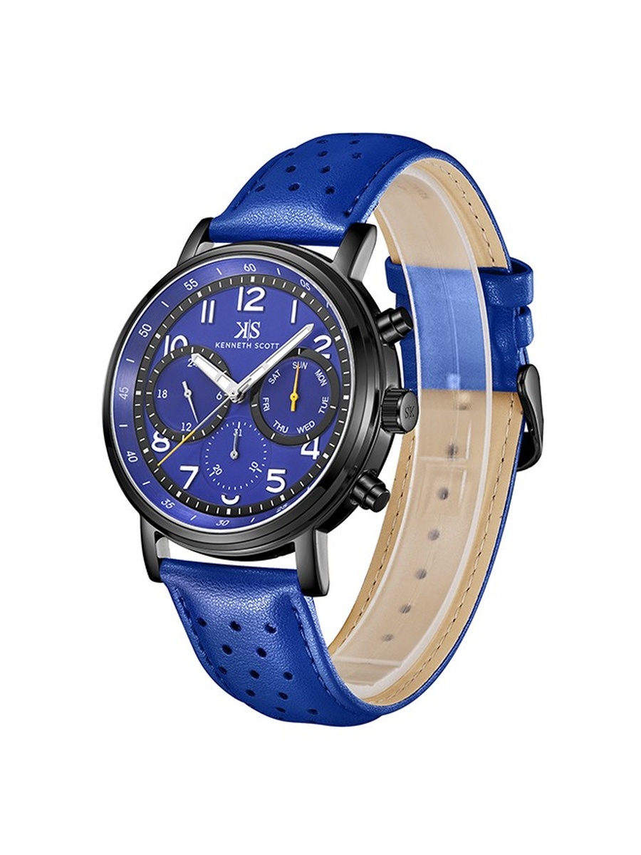 Epson VX9J Analog Watch with Leather Strap - K24119-BLNN, Blue