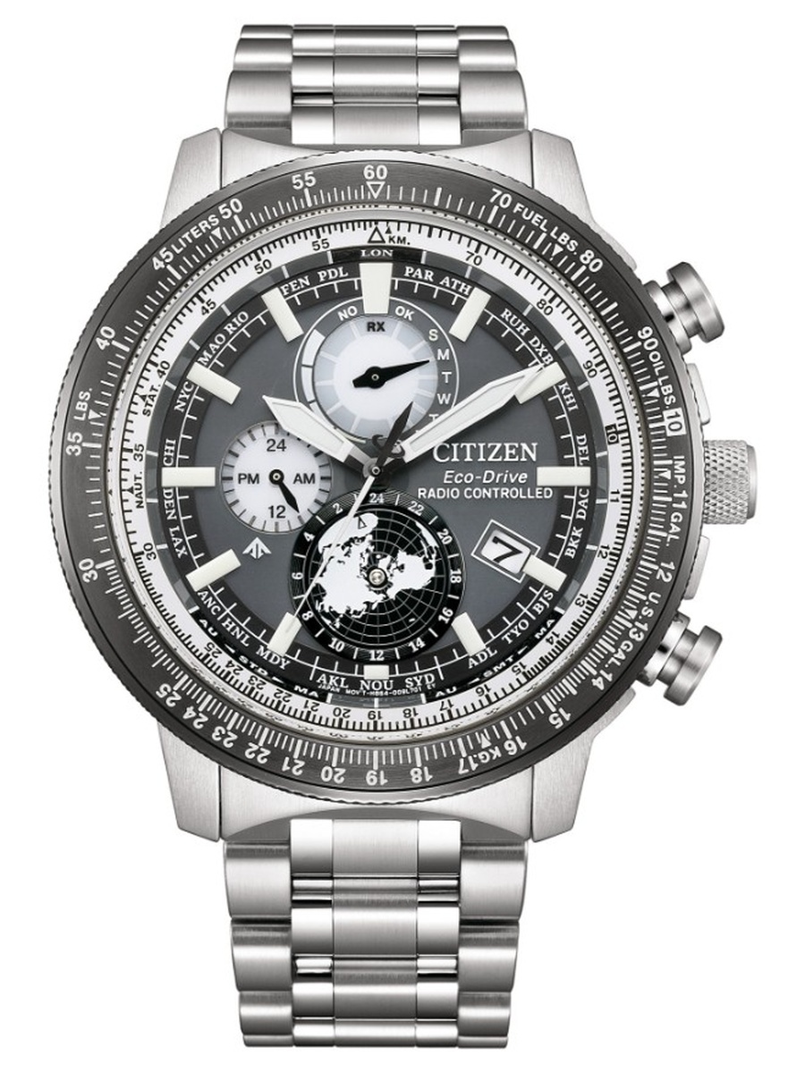 Eco-Drive Light Powered Movement Analog Watch with Stainless Steel Strap - BY3006-53H, Grey
