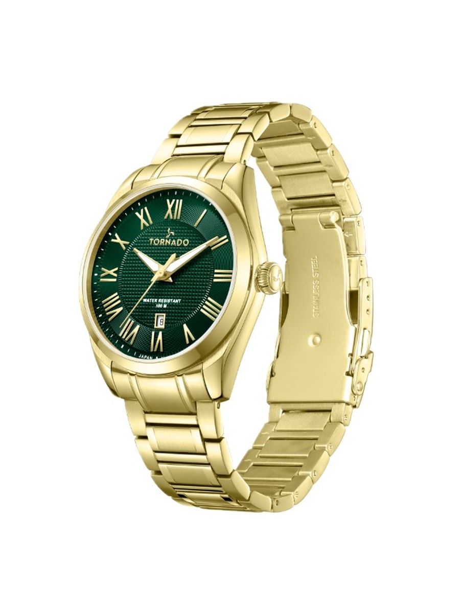 Miyota 2115 Movement Watch with Stainless Steel Strap - T8007-GBGH, Gold