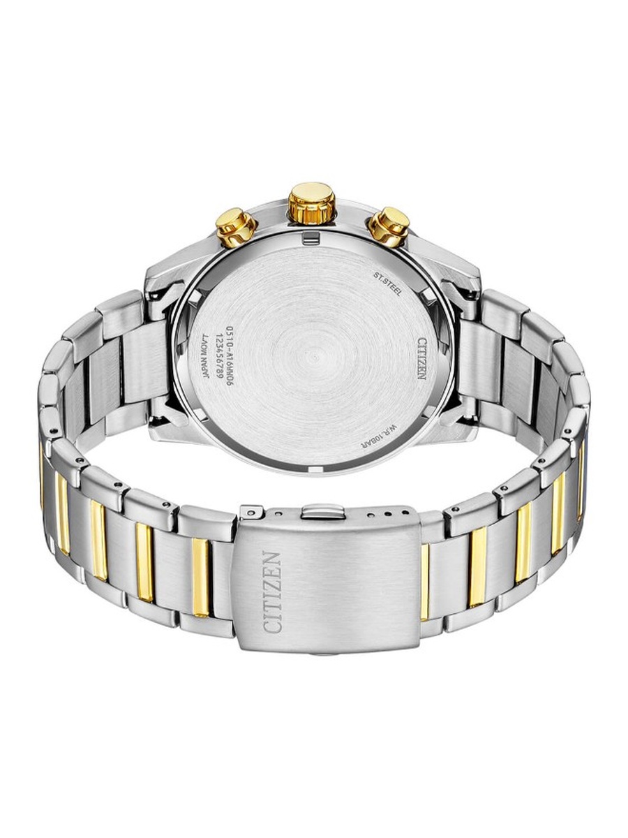 Chronograph Quartz Movement Analog Watch with Two-Tone Gold Plating Strap - AN3689-55X, Two Tone