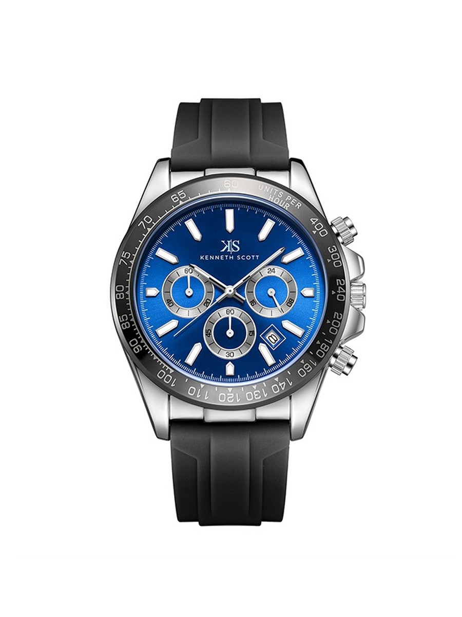 LD53 Chrono Multi Function Display Movement Watch with Silicone Strap - K23149-SSBN, Black