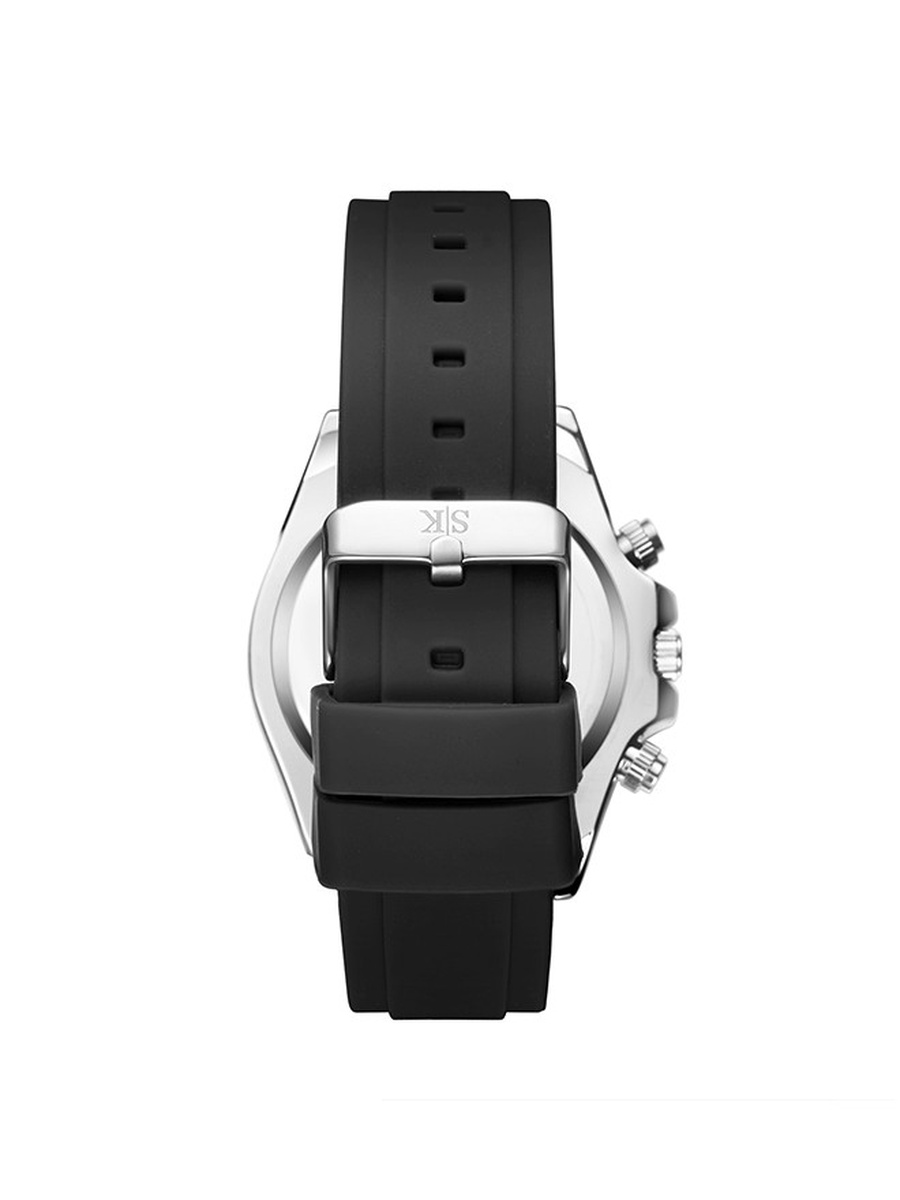 LD53 Chrono Multi Function Display Movement Watch with Silicone Strap - K23149-SSBN, Black