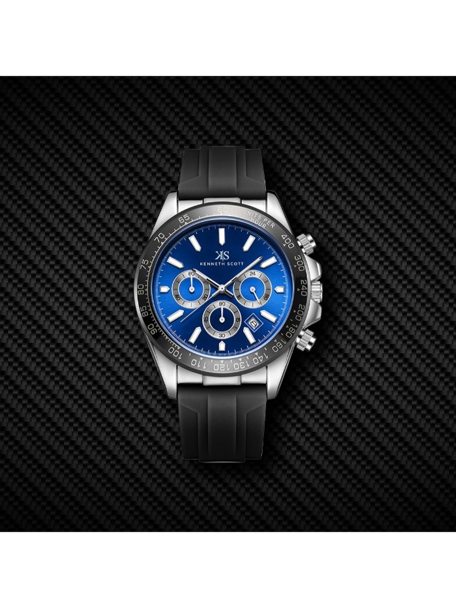 LD53 Chrono Multi Function Display Movement Watch with Silicone Strap - K23149-SSBN, Black