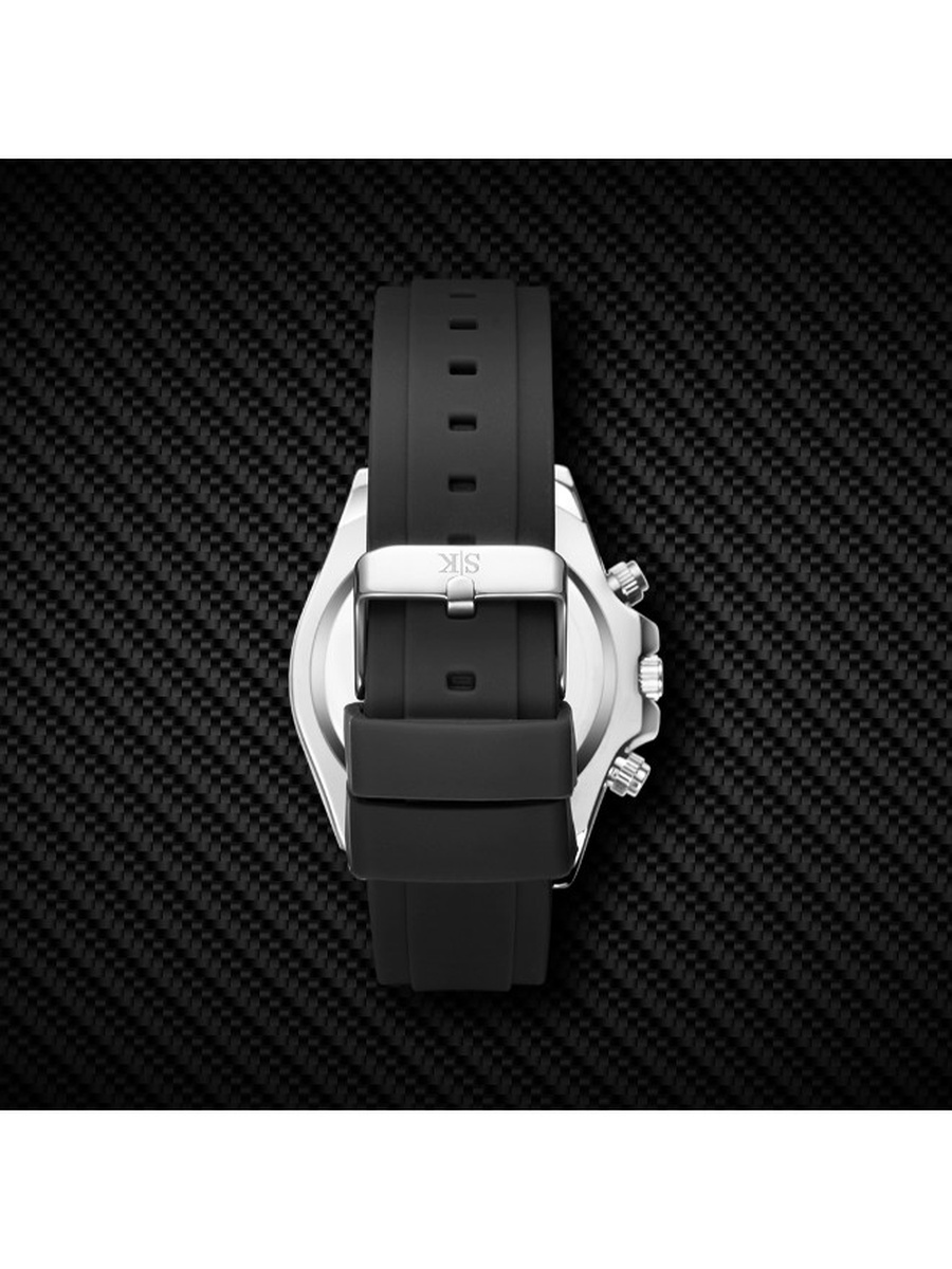 LD53 Chrono Multi Function Display Movement Watch with Silicone Strap - K23149-SSBN, Black