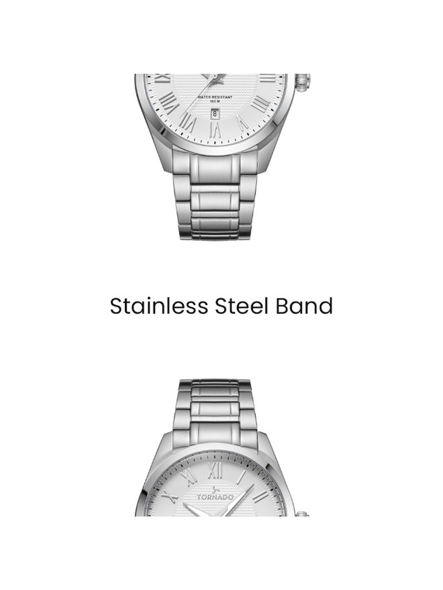 Miyota 2115 Movement Watch with Stainless Steel Strap - T8007-SBSW, Silver
