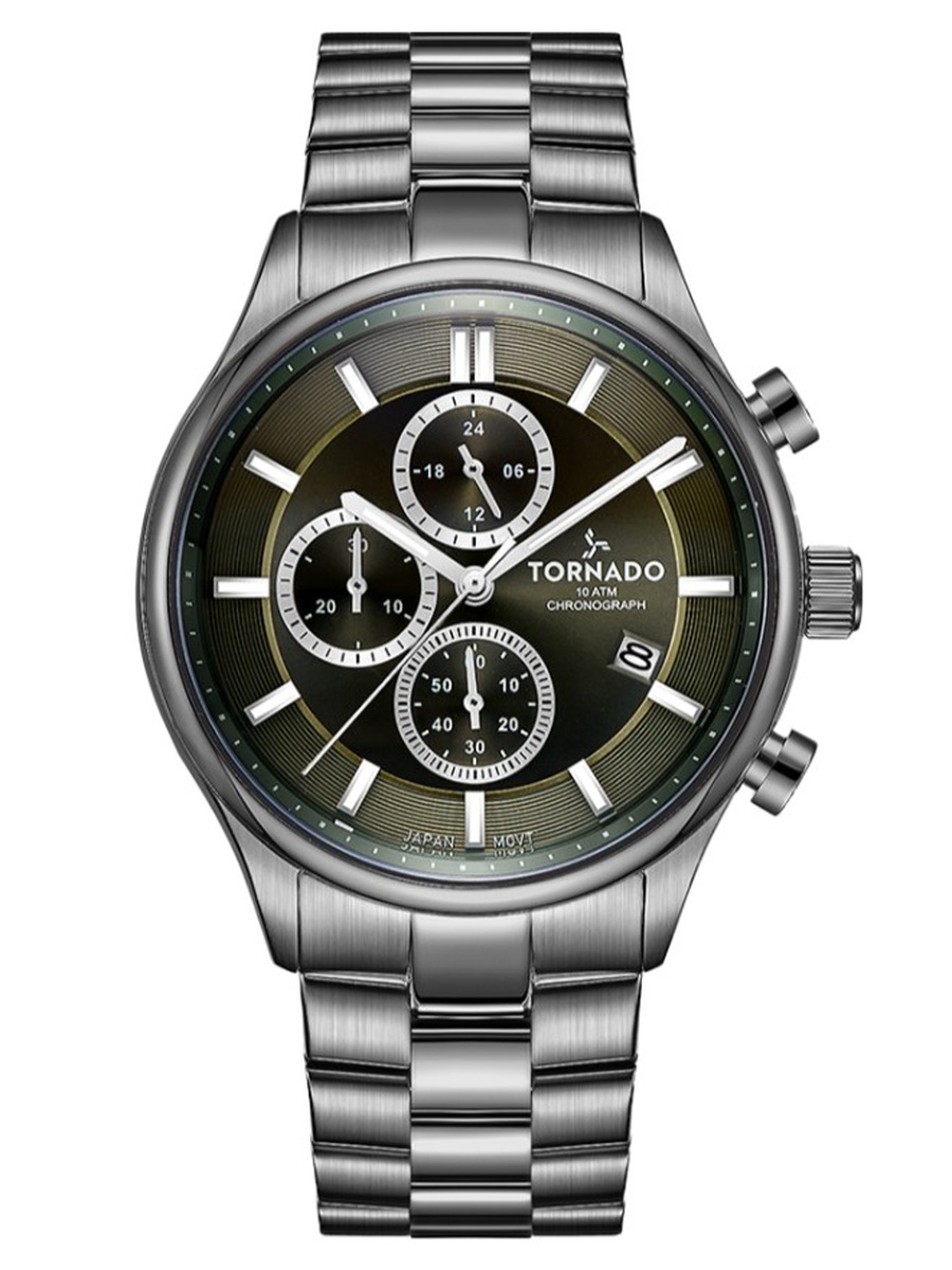 Miyota JS25 Chronograph Watch with Stainless Steel Strap - T6106B-XBXH, Grey