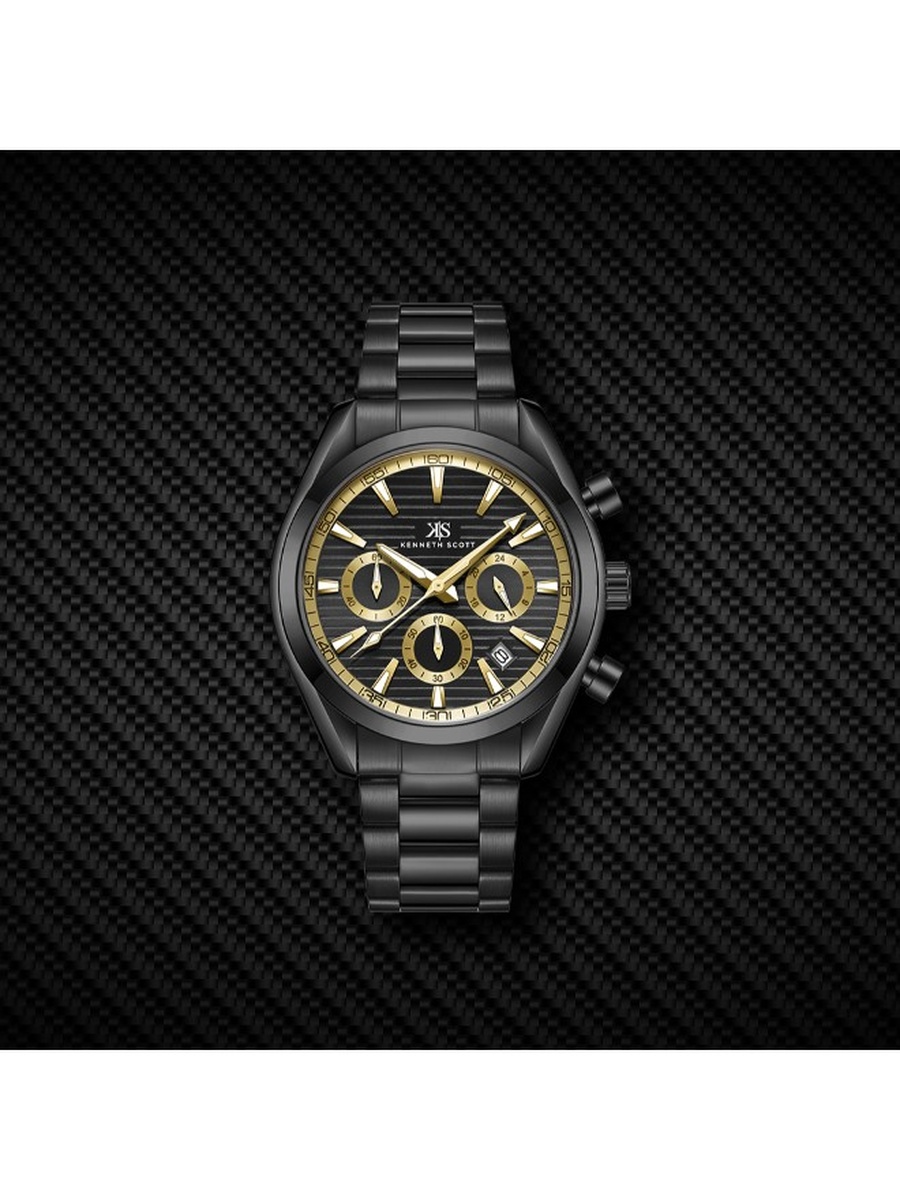 LD53 Chronograph Watch with Stainless Steel Strap - K23150-BBBBG, Black