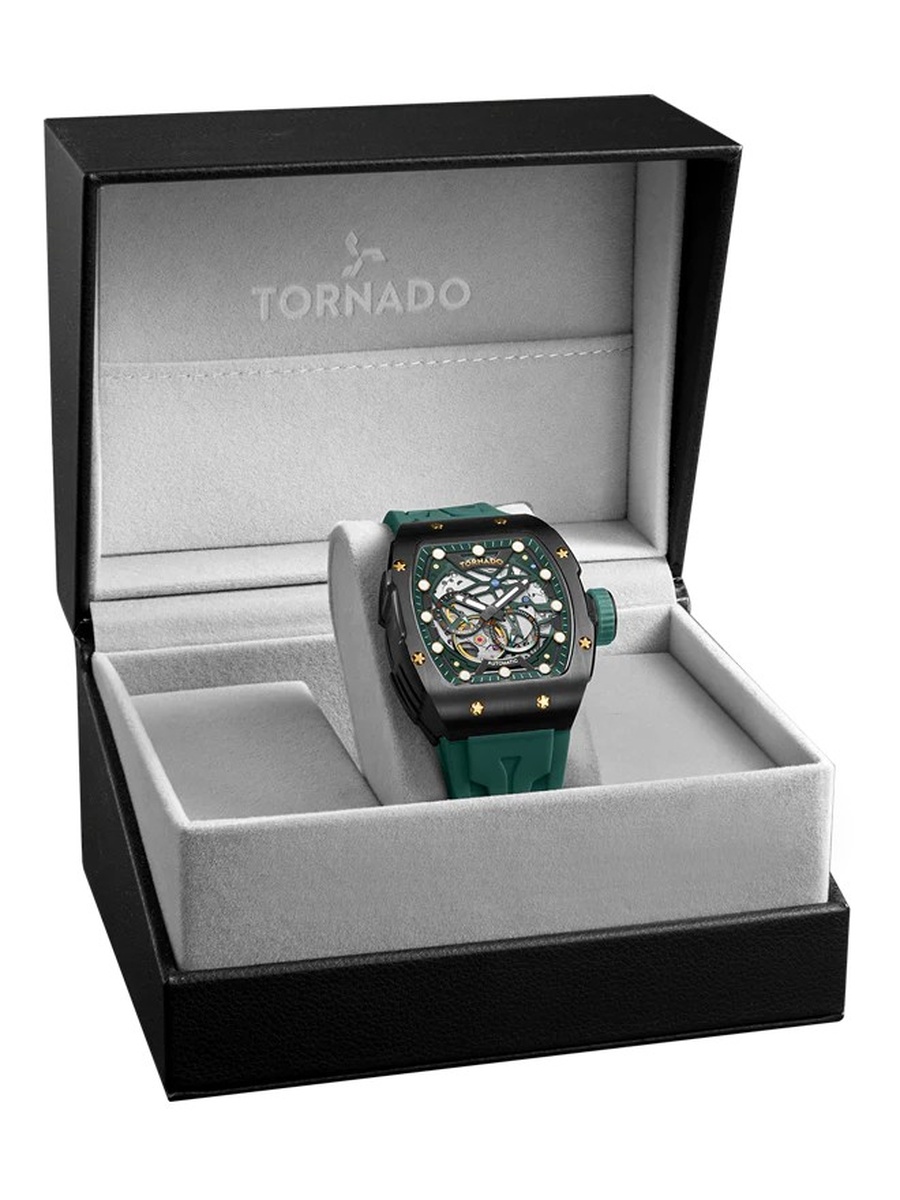 82S7 Automatic Movement Watch with Durable Silicone Strap - T24302-BSHB, Green