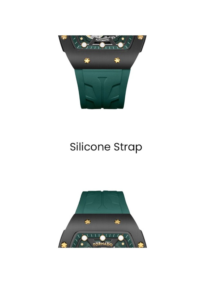 82S7 Automatic Movement Watch with Durable Silicone Strap - T24302-BSHB, Green