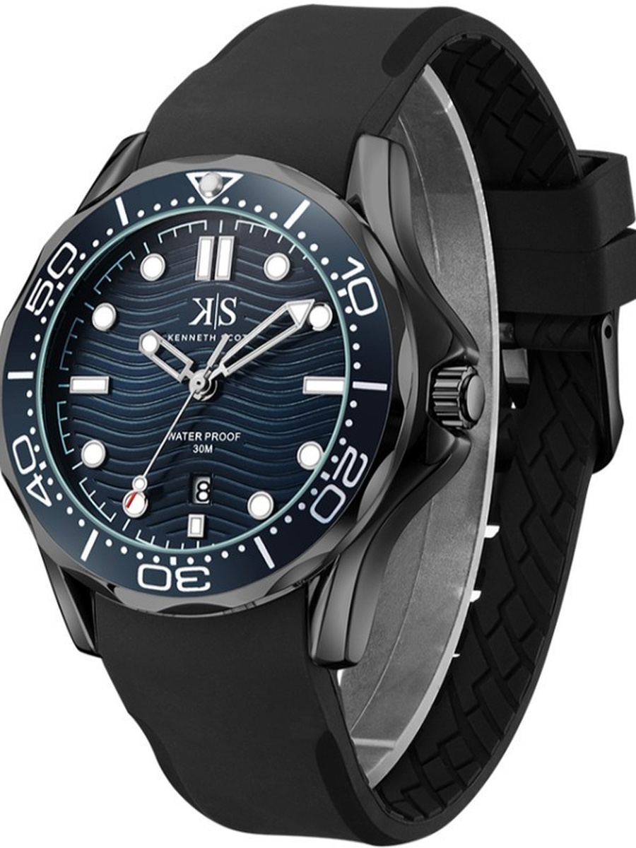 Quartz Analog Watch with Silicone Strap - K22009-BSBN, Black