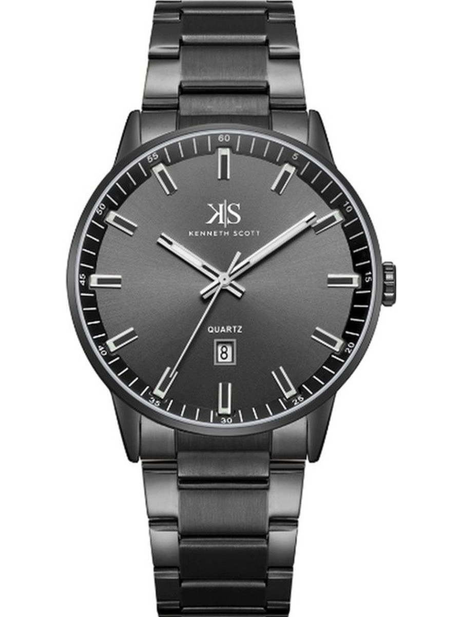 Quartz Analog Watch with Stainless Steel Strap - K22010-BBBB, Black