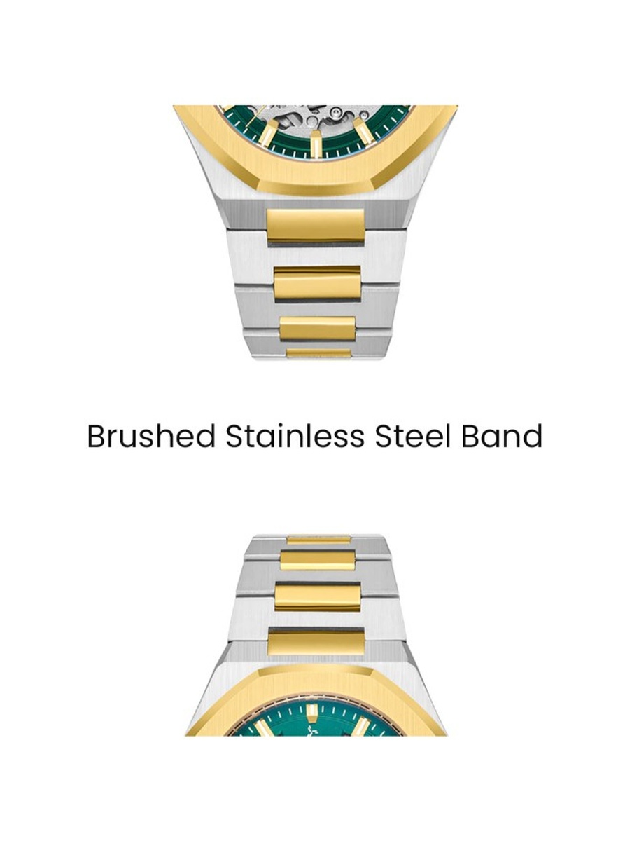 NH70 Automatic Movement Watch with Stainless Steel Strap - T24303-TBTH, Two tone Gold