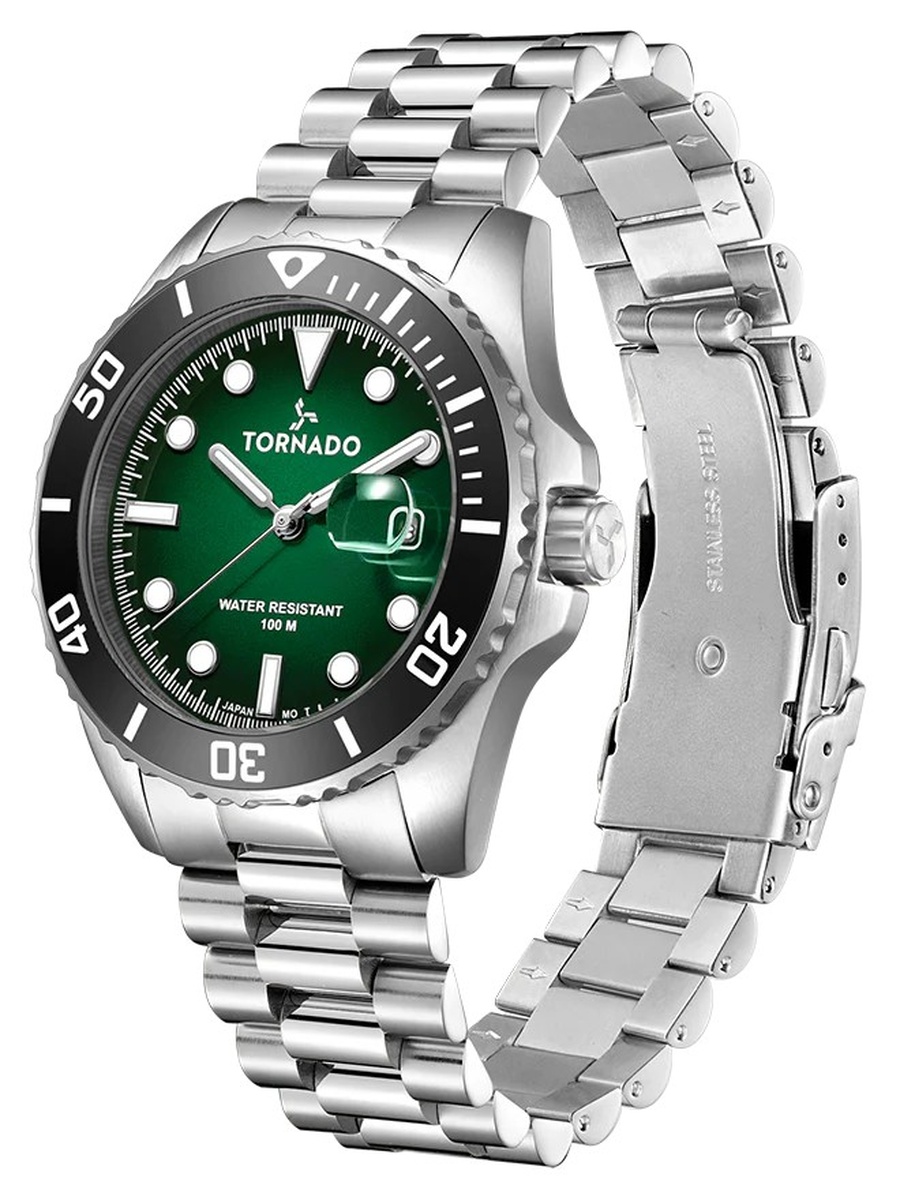 Miyota 2115 Analog Watch with 3H Date Display T22001-SBSHB, Silver