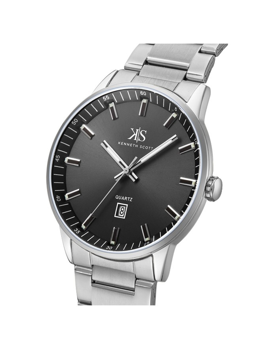 Quartz Analog Watch with Stainless Steel Strap - K22010-SBSB, Silver