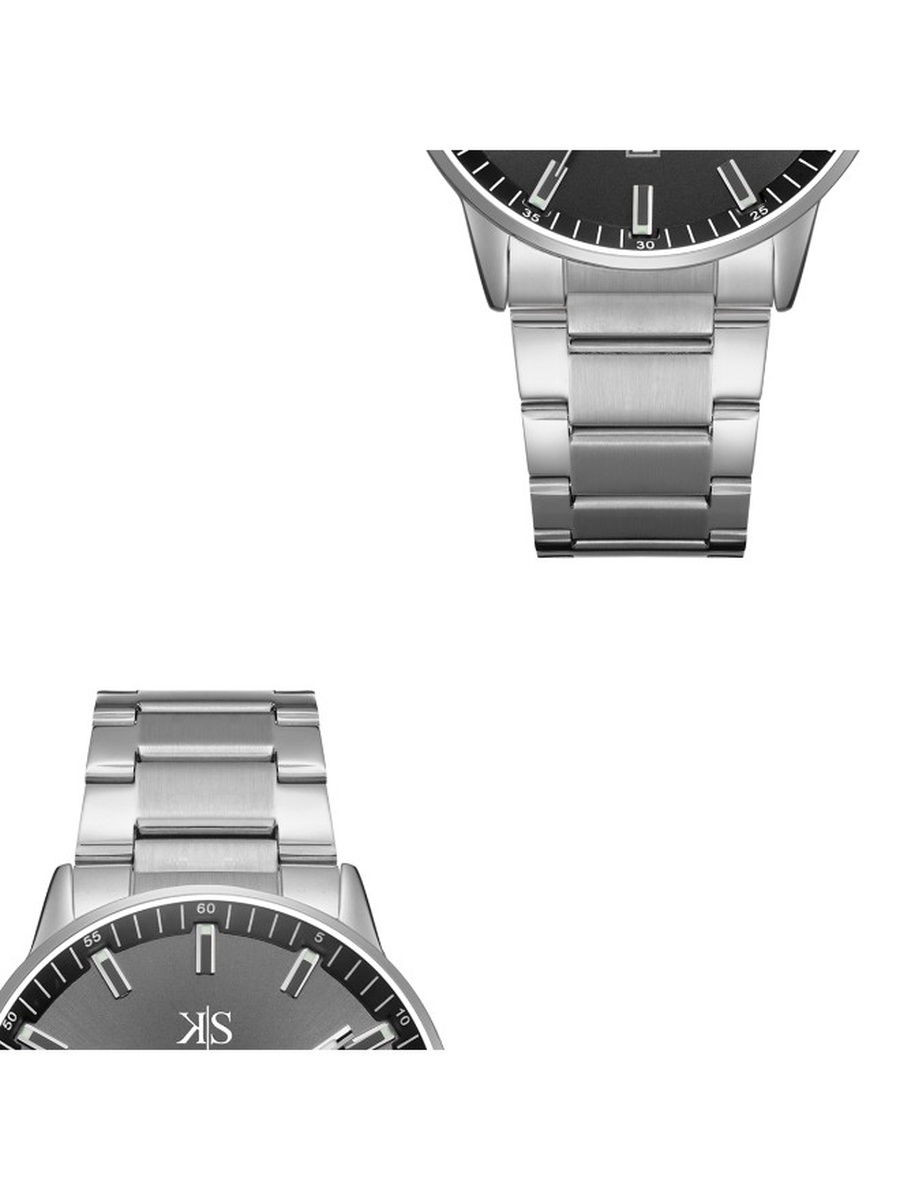 Quartz Analog Watch with Stainless Steel Strap - K22010-SBSB, Silver