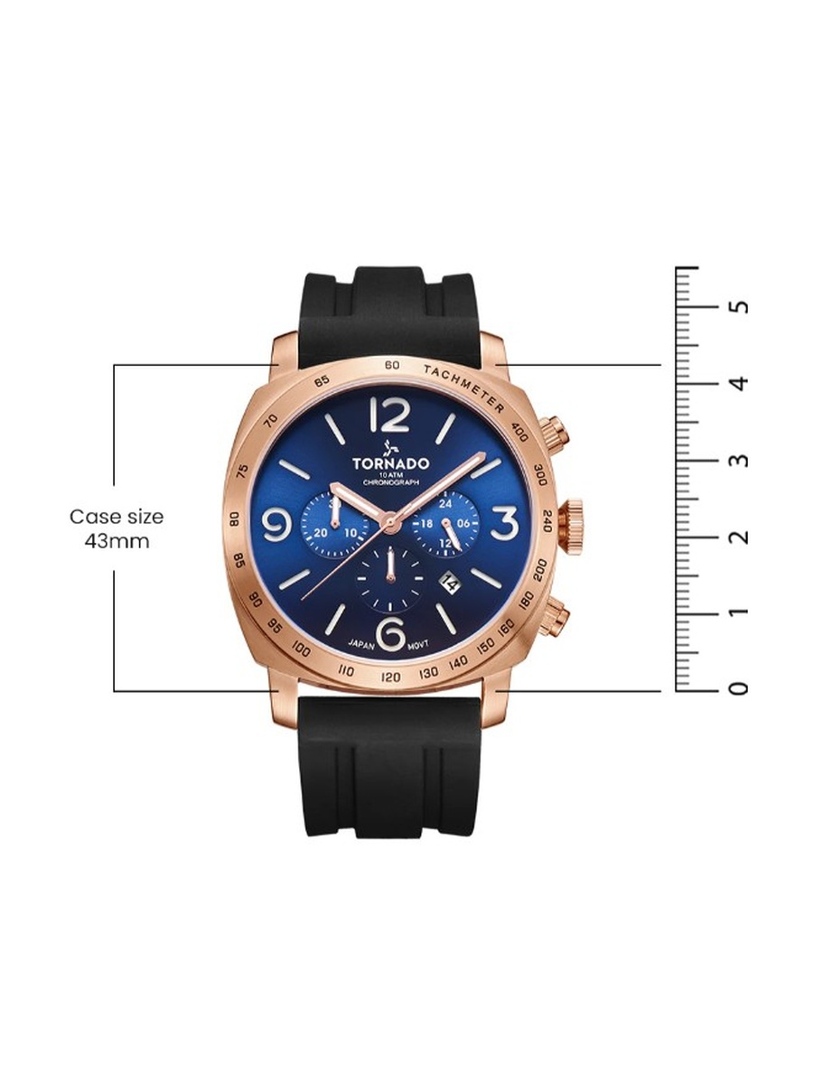 JS25 Chronograph Watch with Silicone Strap - T9102-KSBN, Black