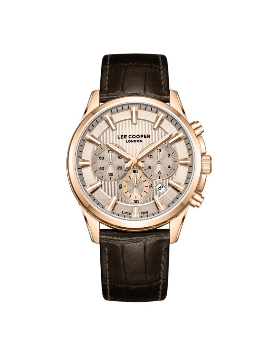VJ21C1 Multifunction Movement Watch with Leather Strap - LC08239.472, Black