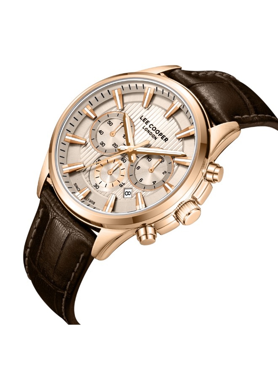 VJ21C1 Multifunction Movement Watch with Leather Strap - LC08239.472, Black