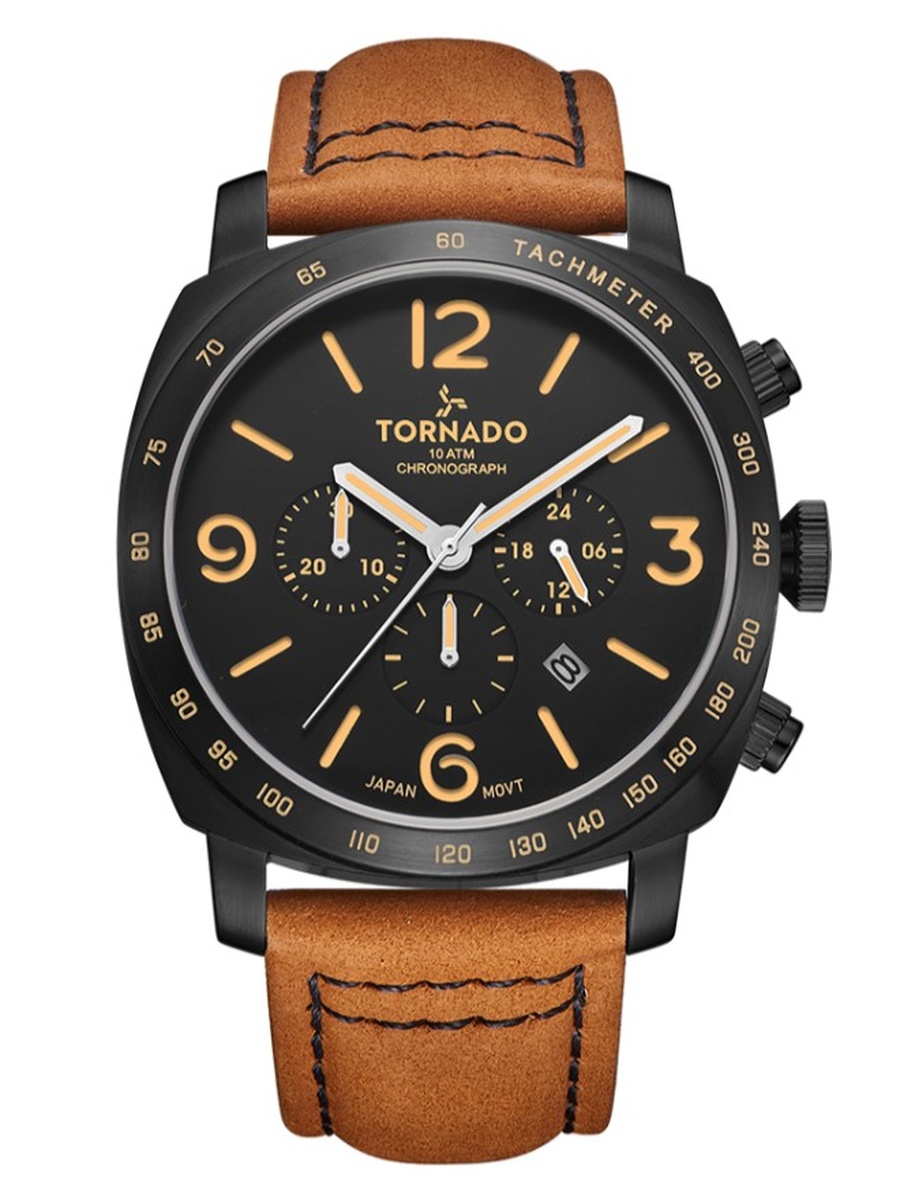 JS25 Chronograph Watch with Suede Leather Strap - T9102-BLEB, Brown