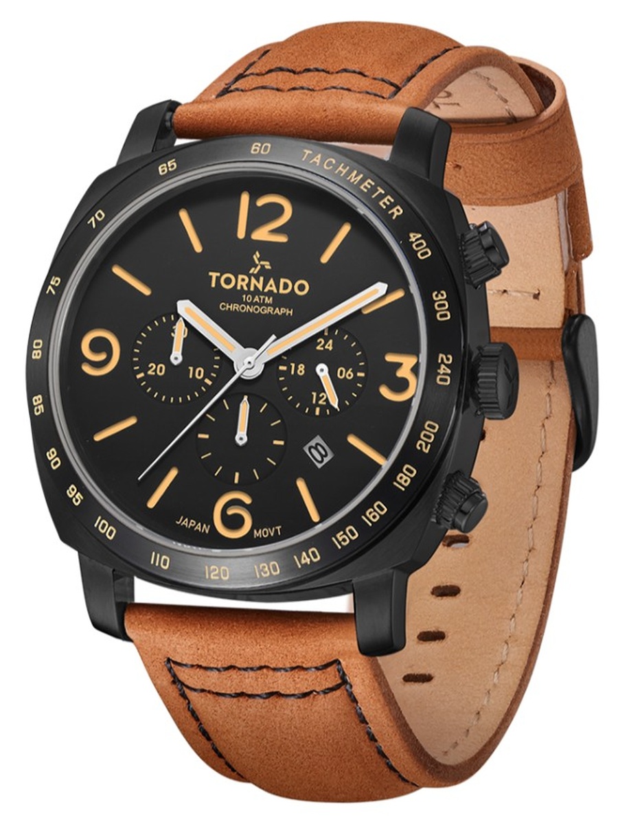 JS25 Chronograph Watch with Suede Leather Strap - T9102-BLEB, Brown