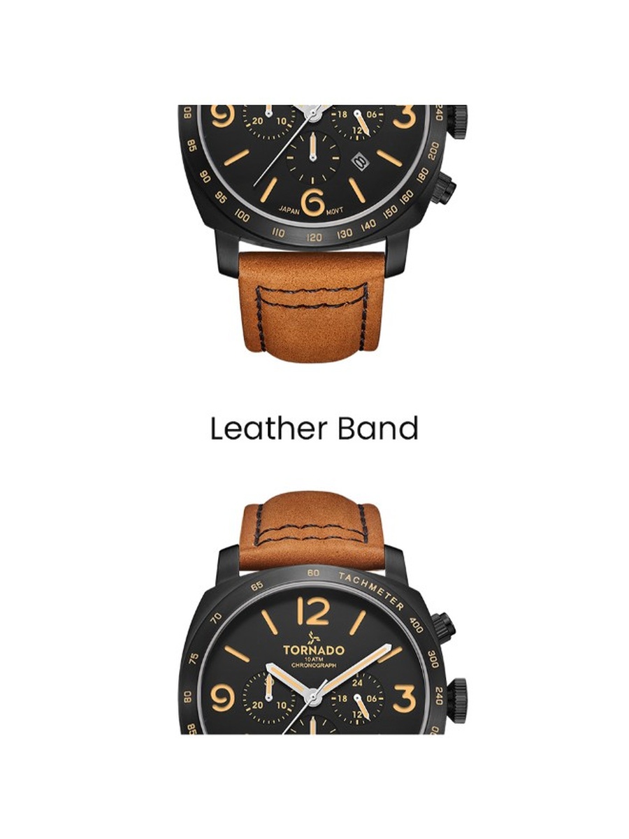 JS25 Chronograph Watch with Suede Leather Strap - T9102-BLEB, Brown