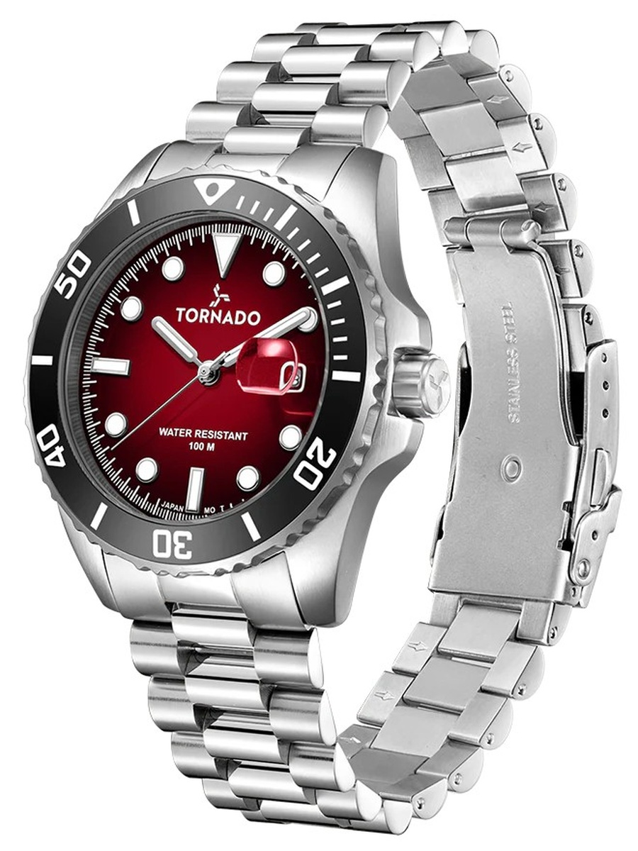 Miyota 2115 Movement Watch with Date Display T22001-SBSMB, Silver