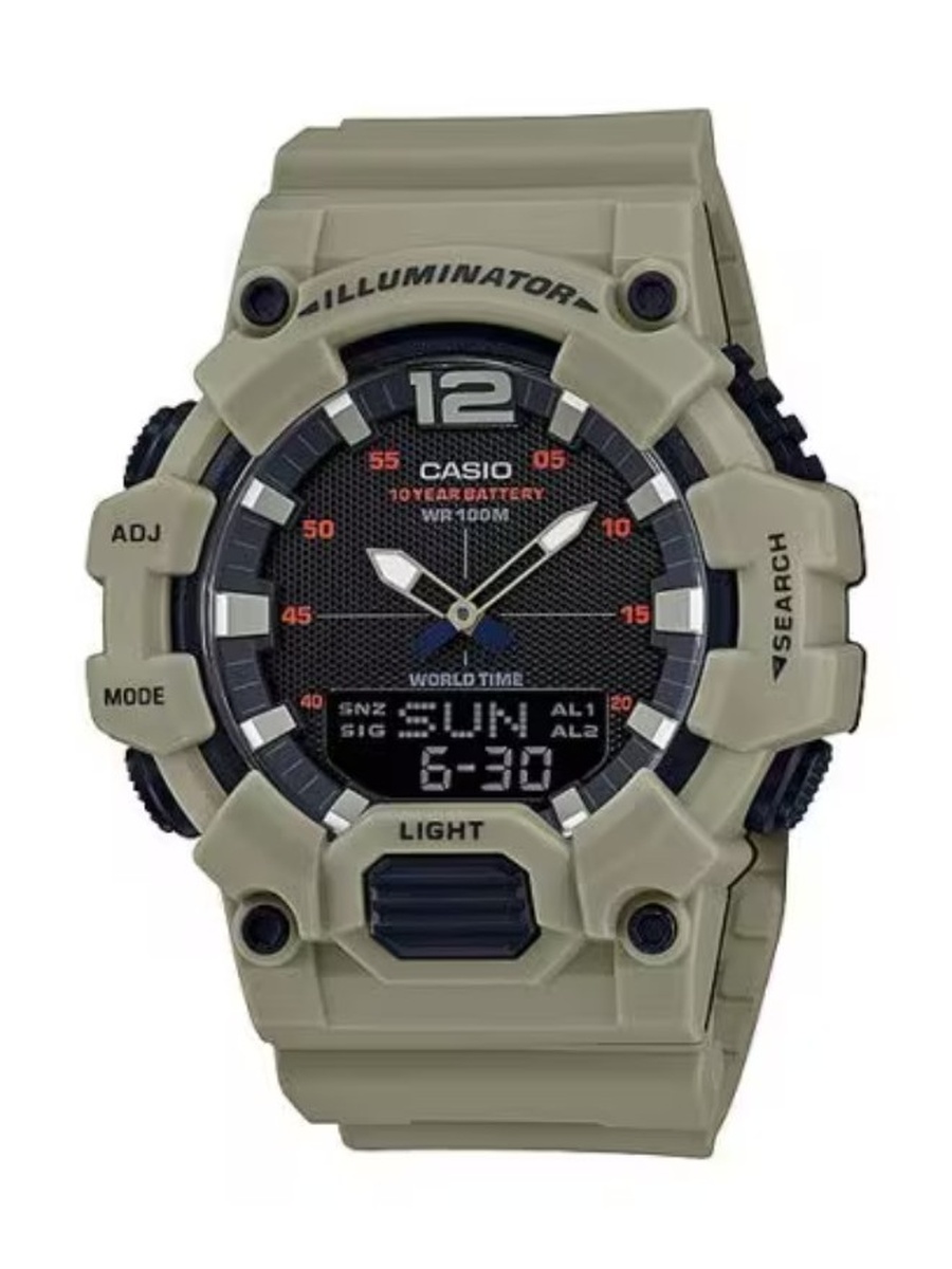 Analog-Digital Display Quartz Movement Watch with Resin Strap - HDC-700-3A3VDF, Beige