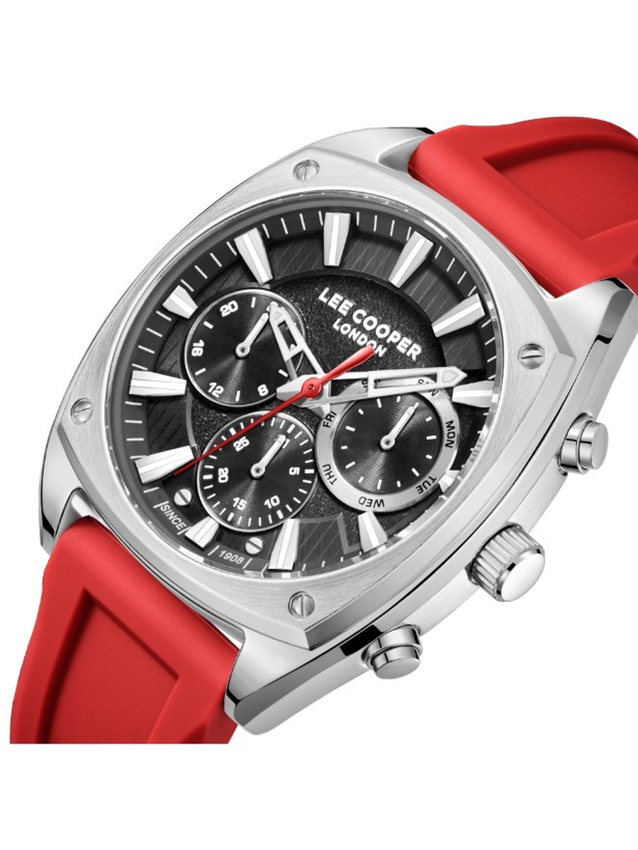 VX9JE1 Multi Function Watch with Silicone Strap - LC08237.468, Red