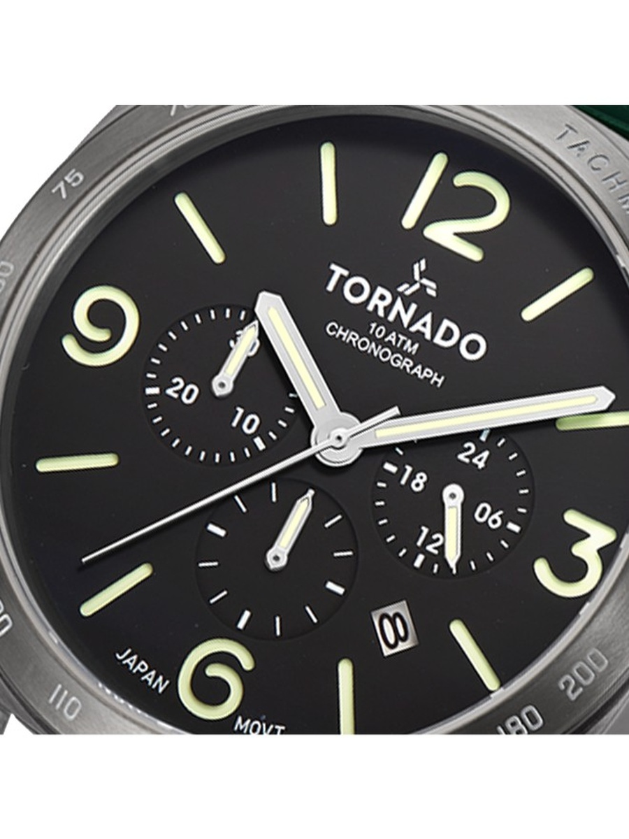 Miyota JS25 Chronograph Watch with Durable Silicone Strap - T9102-XSHB, Green